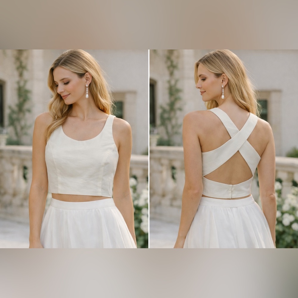 LulaKate Kenzie Top Ivory Bridal Bridesmaid Separates Size 10 NWT
